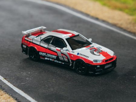 (Preorder) Tarmac Works 1:64 Nissan Skyline GT-R (R34) Z-tune – White Red Black- Collab64 Online